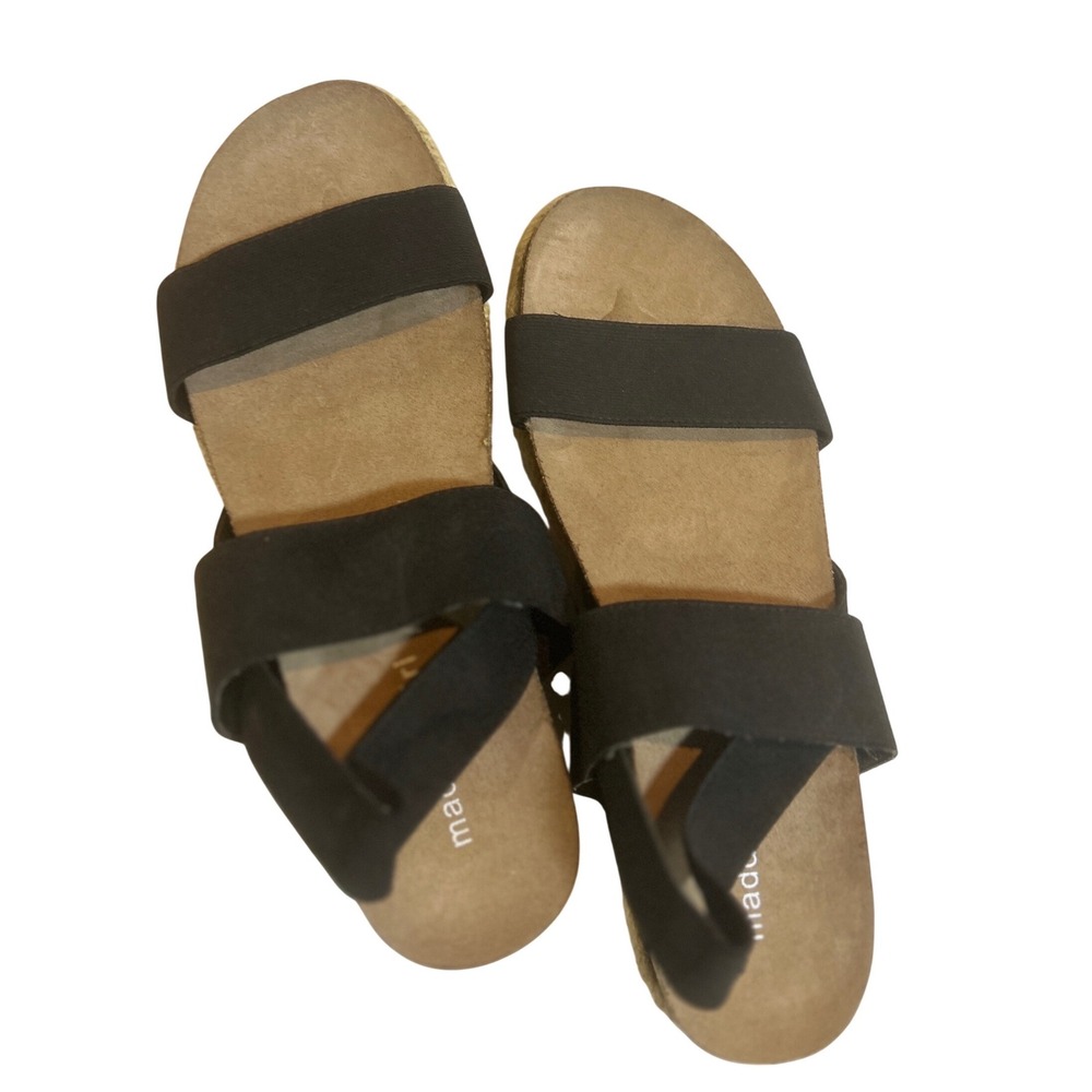 Madden Girl‎ Black Elastic Strap Espadrille Platform Wedge Sandals Women Size 9